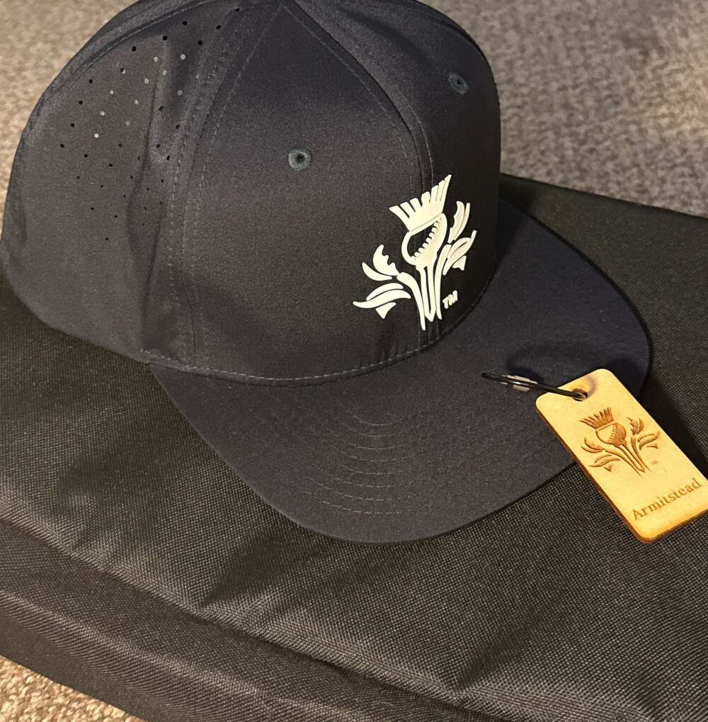 Armstead Golf Scottish Thistle Navy Blue Side-Perforated Performance Golf Hat